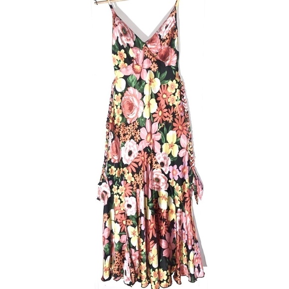 ASOS DESIGN Maxi Slip Dress With Plait Belt In 70s Floral Print Size 4 - Picture 1 of 13
